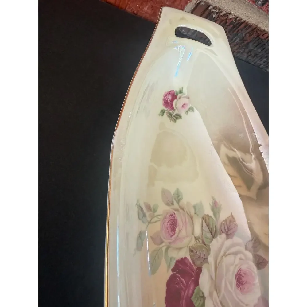Antique E.S. Germany Prov Saxe Rose Porcelain Celery Relish Dish